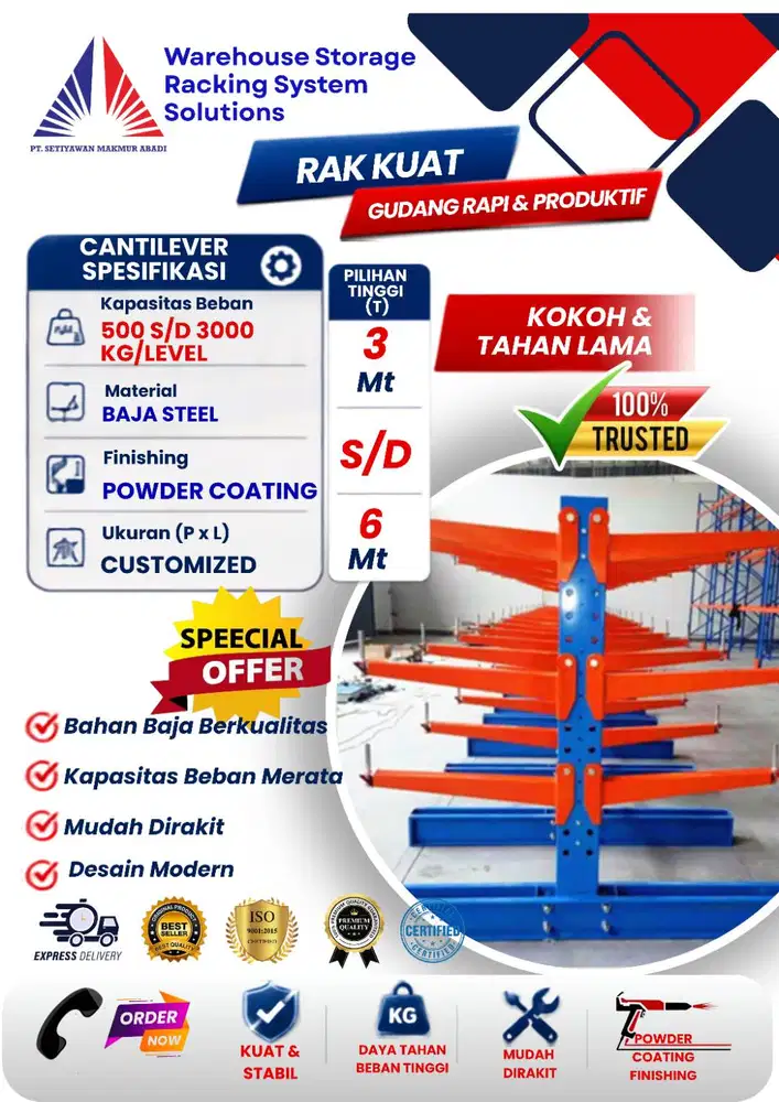CANTILEVER RAK GUDANG HEAVY DUTY MULAI 500KG/ARM