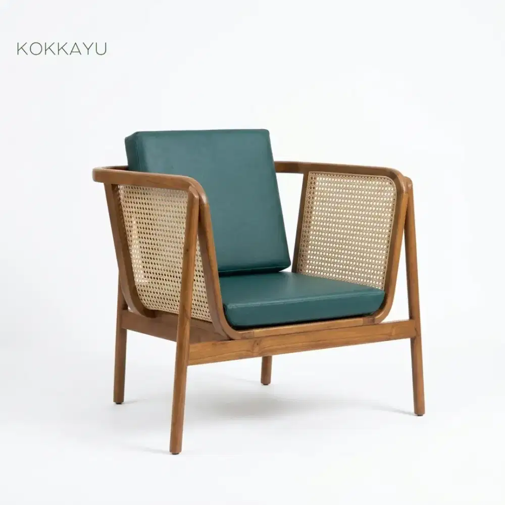 Kursi Cafe Santai Japandi Kayu Jati Kombinasi Anyaman Rotan