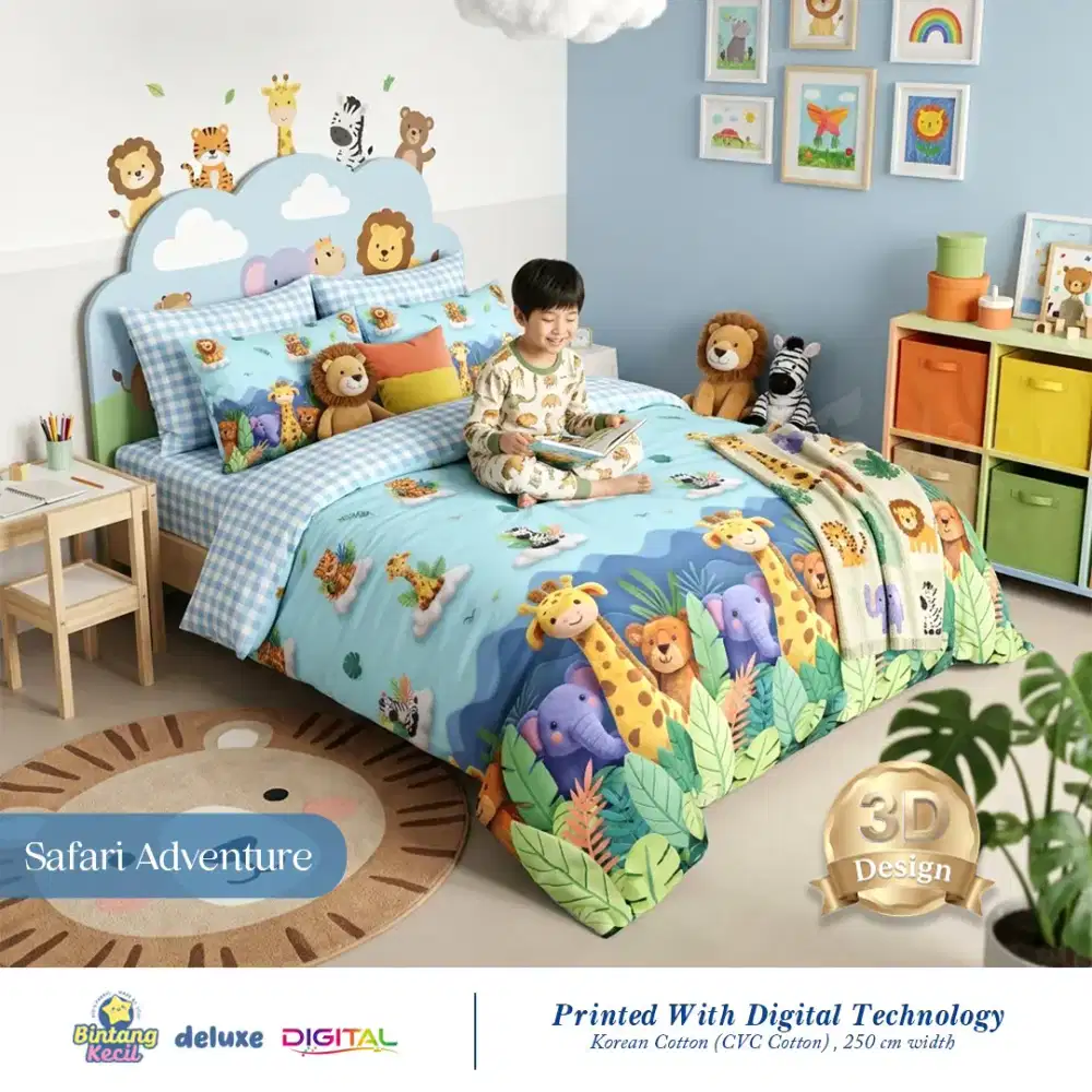 Set seprei bedcover katun motif animal