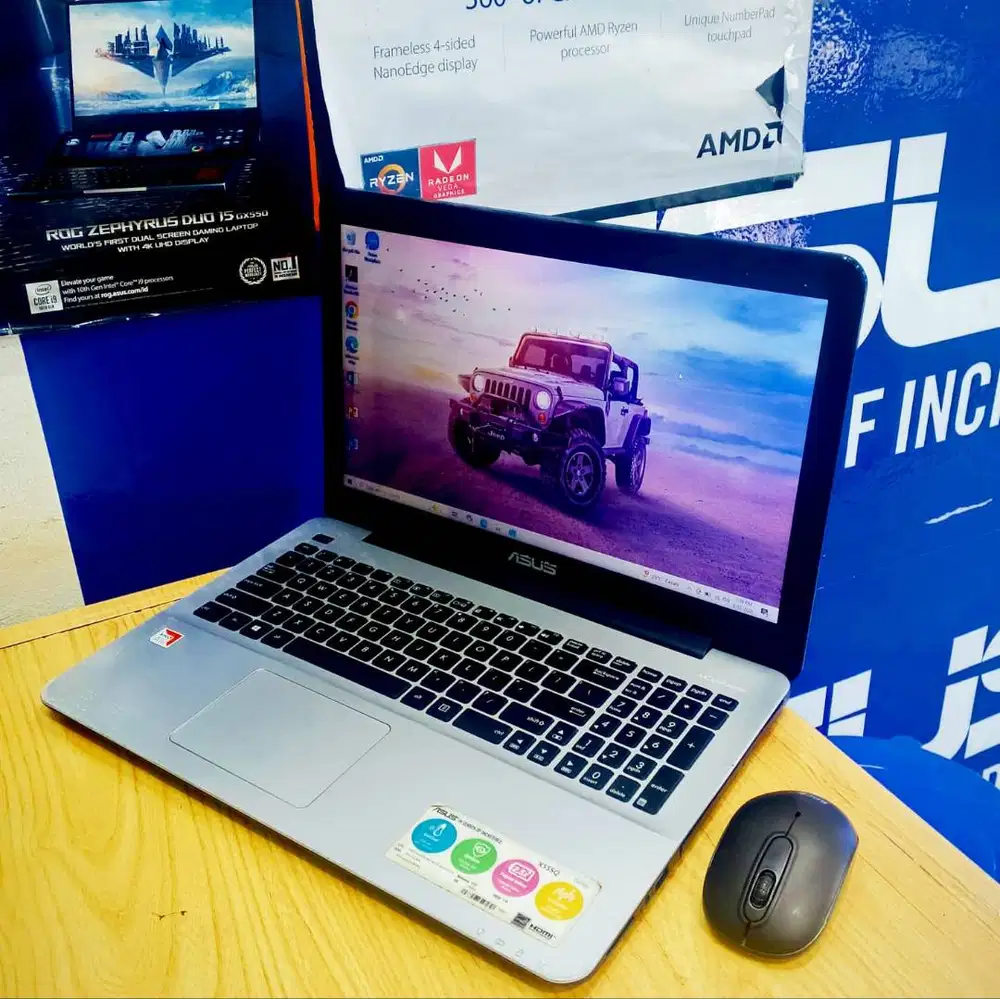DIJUAL SIAP KERJA LAPTOP ASUS X555Q AMD A10 RAM 4GB HDD 1000GB