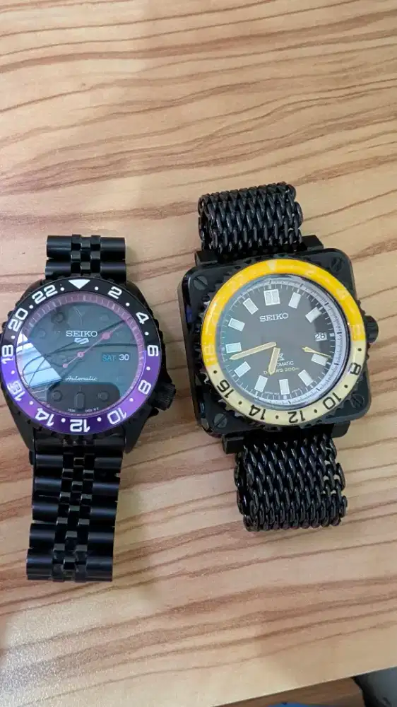 Jam seiko 5 dark joker & jam Seiko bell n ross mod kondisi like new