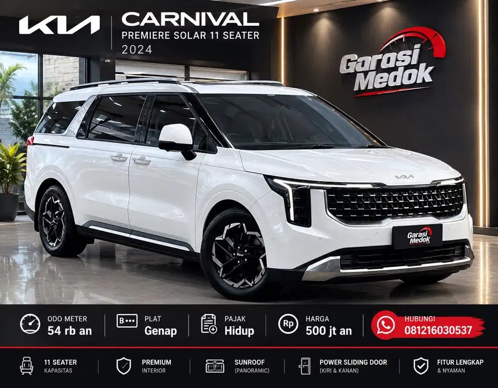 Kia Carnival Premiere 11 Seater 2024 Antik Low KM Murah Bekas Putih