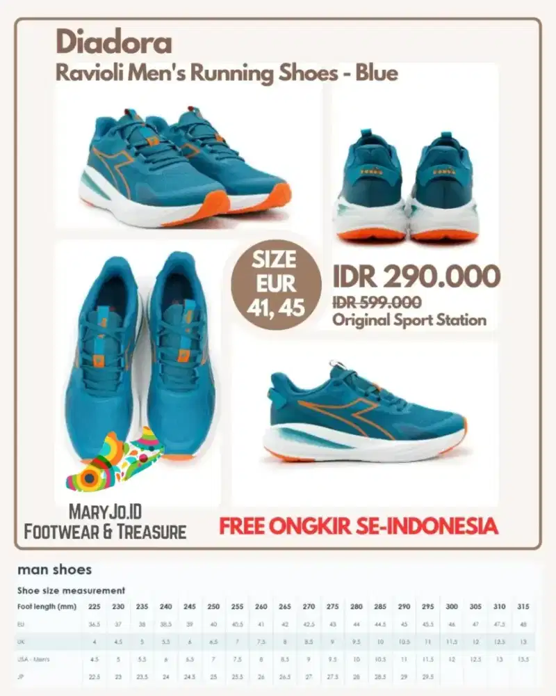 Diadora Ravioli Men's Running Shoes - Blue : Size 41, 45