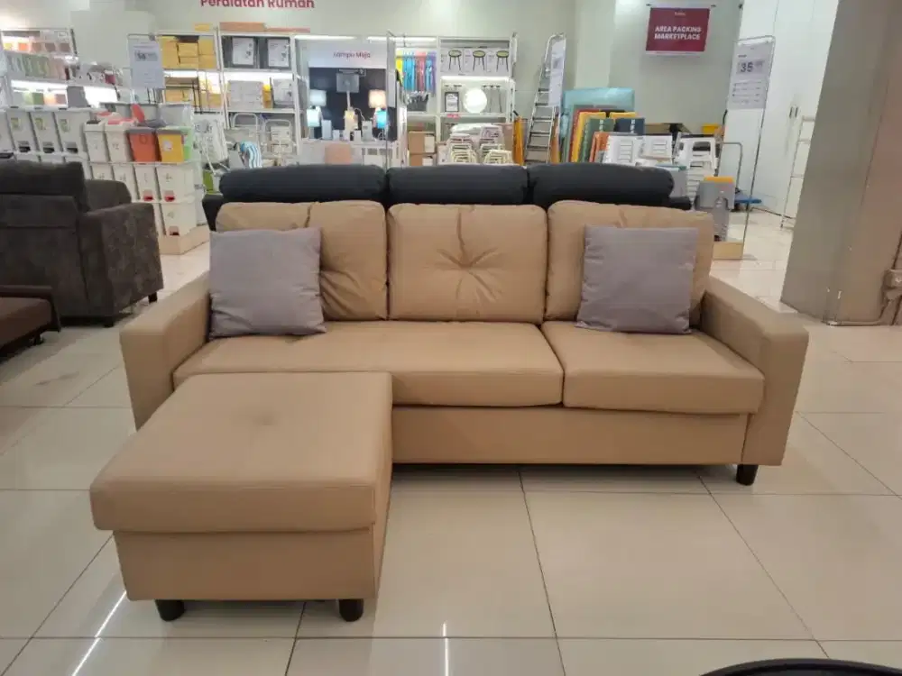 SOFA L DEPOK MINIMALIS KULIT BISA CICIL 0%