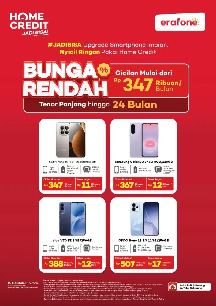 Promo cicilan dengan Home Credit cukup KTP dan handphone pribadi