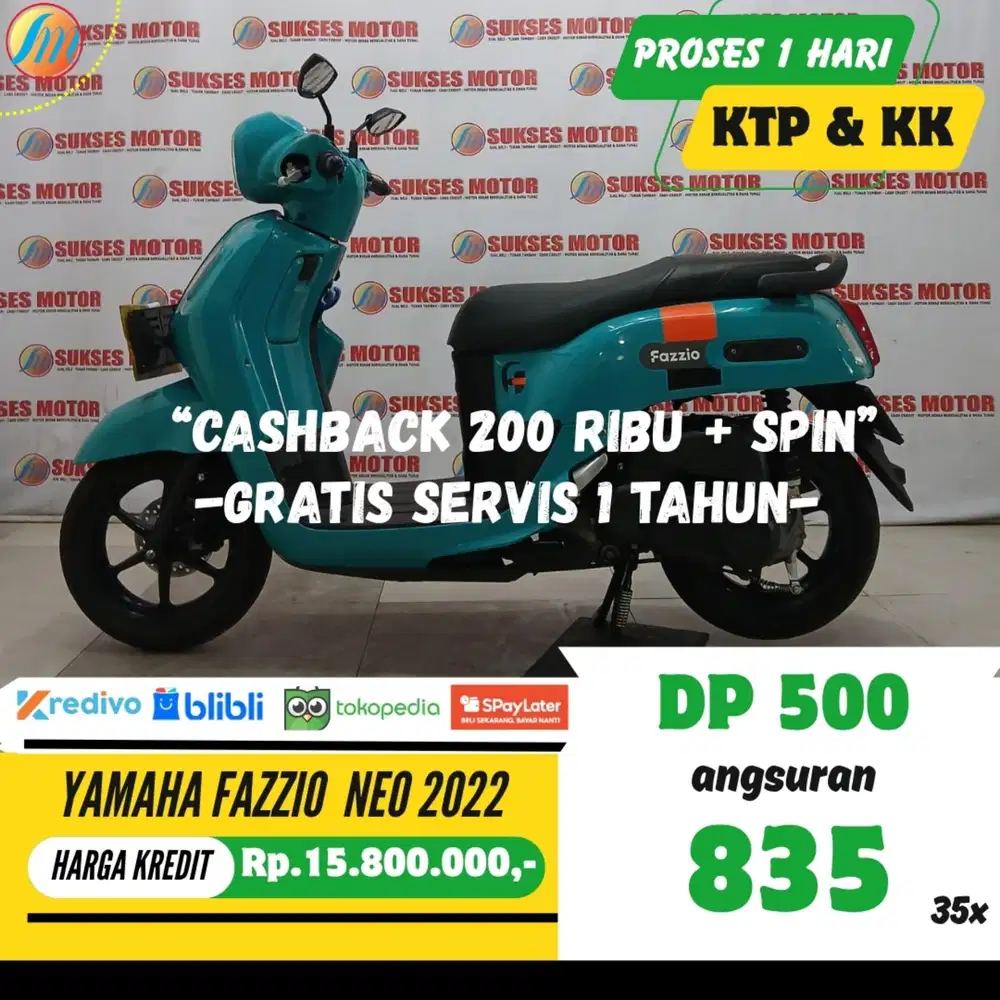 YAMAHA FAZZIO NEO 2022 KREDIT DP 500RB ANGSURAN SANGAT RENDAH PAJAK ON