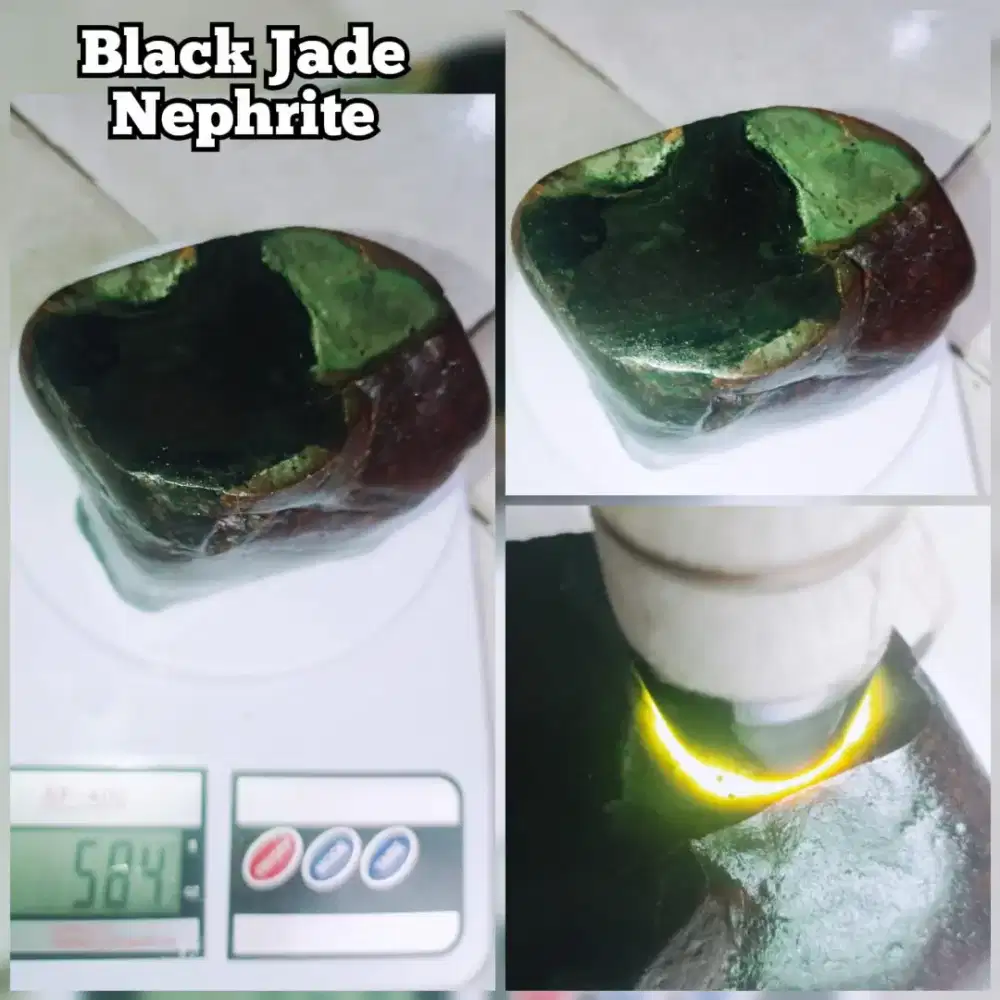 Bongkahan Giok Aceh_Black Jade 2 Badan Nephrite 584gr