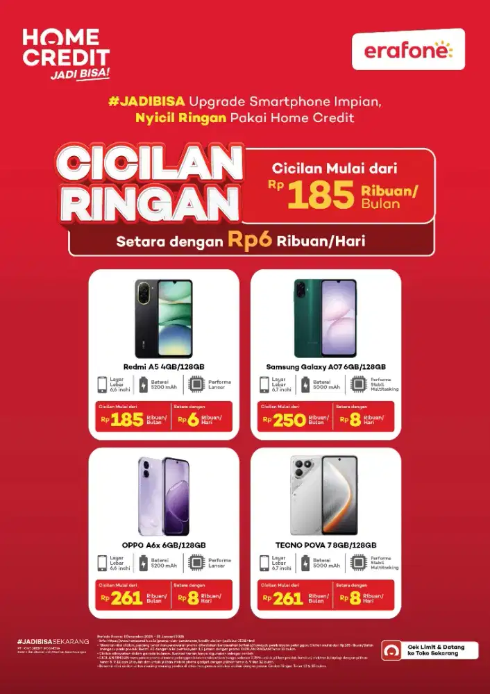 Cicilan mulai dari 100rban cuma KTP dan handphone pribadi