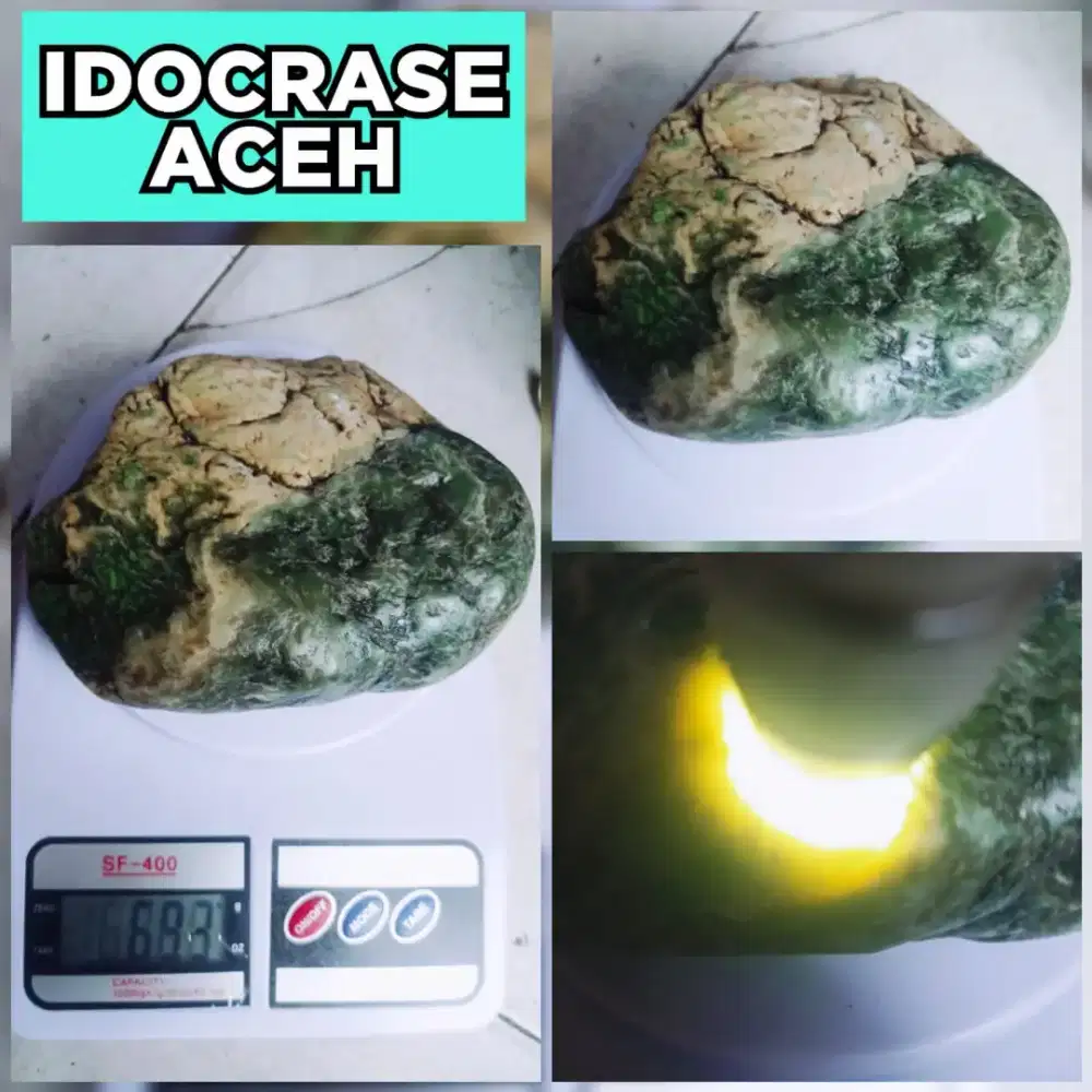 Bongkahan Idocrase Aceh_Berat 693gr, Tembus Senter, Asli Natural