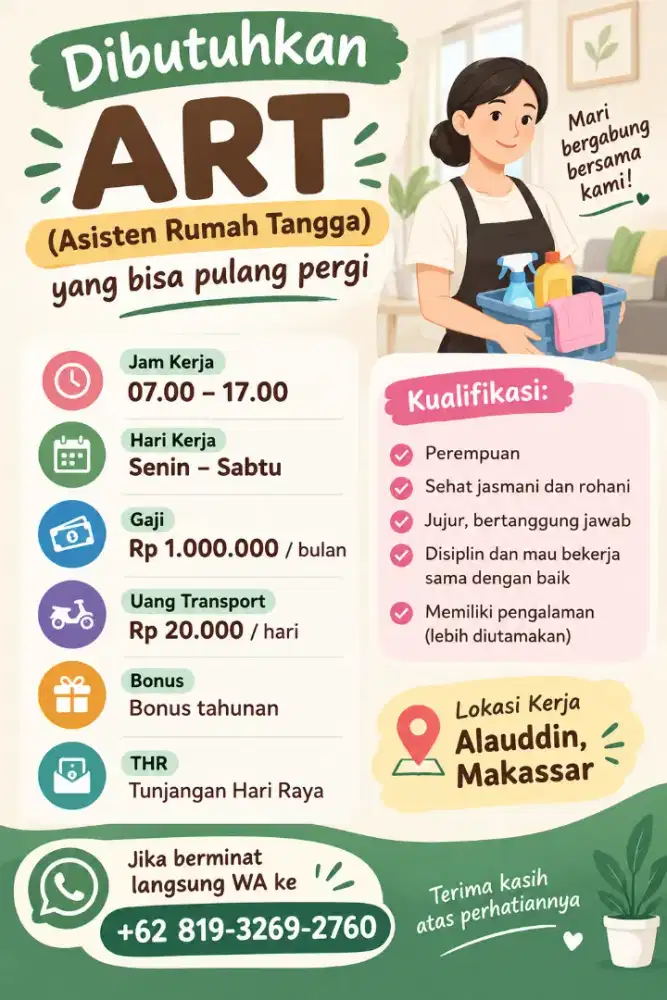 Lowongan ART Pulang Pergi