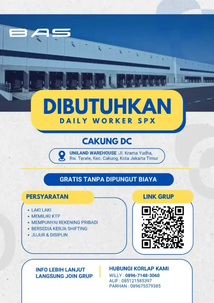 OPEN RECRUITMENT DAILY WORKER SPX ( BAS )