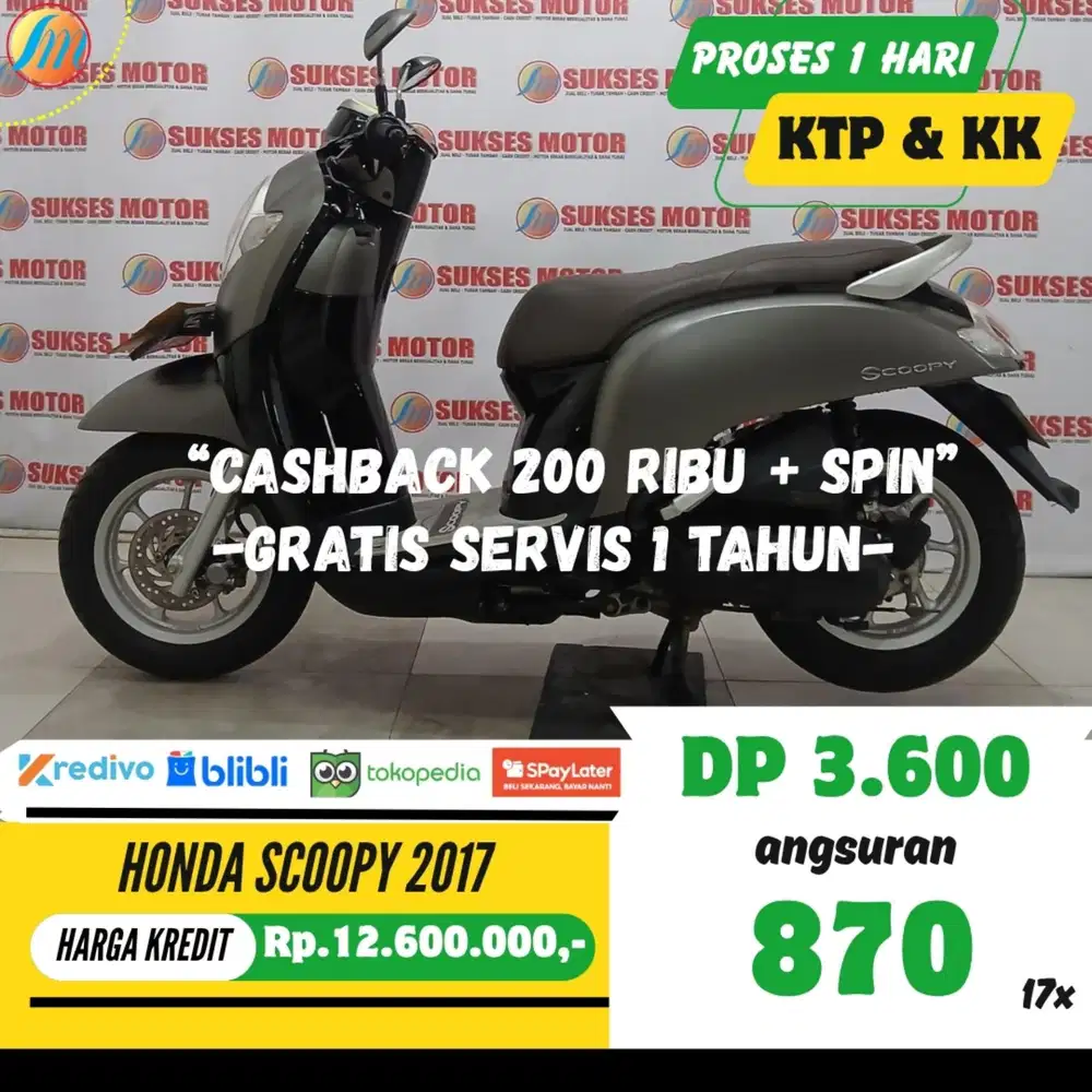 JUAL CEPAT HONDA SCOOPY 2017 CASH/KREDIT/SPAYLATER/CC BERGARANSI