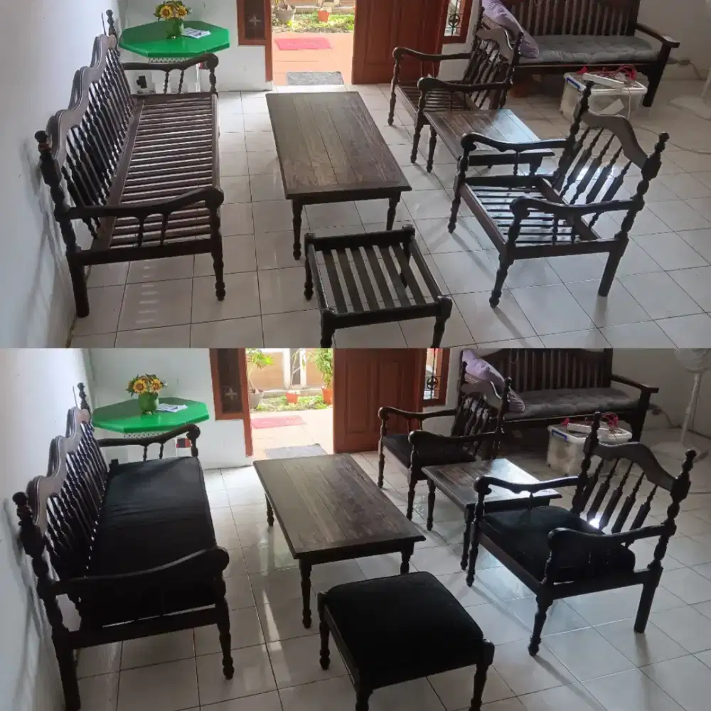 1 Set Kursi Antik Kayu Eboni Hitam