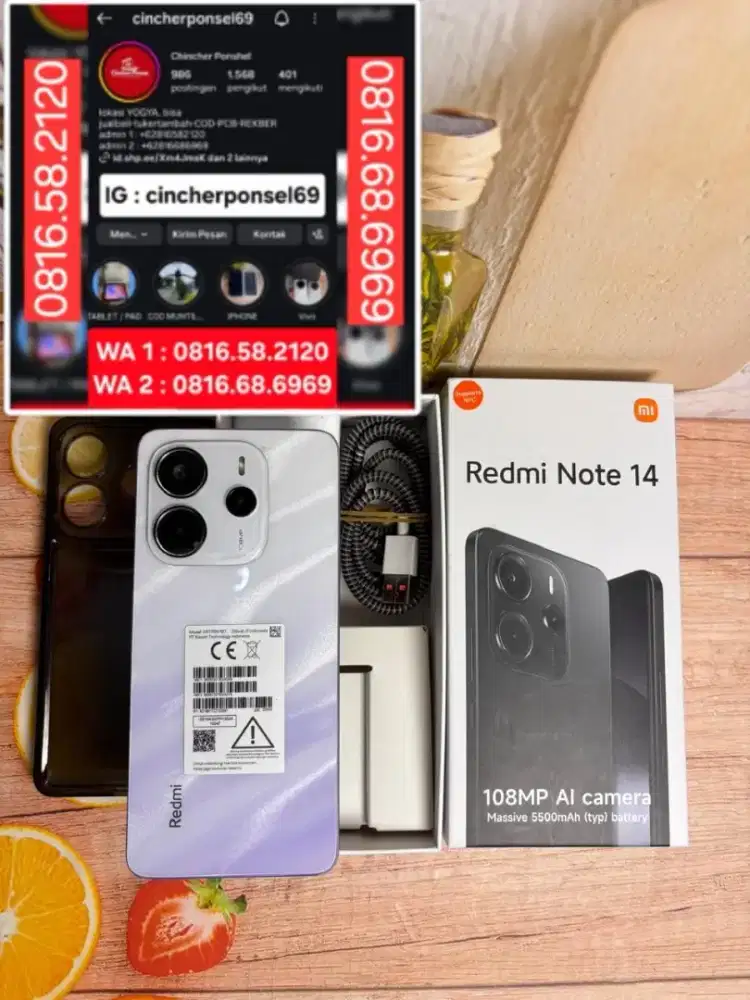 Jual hp likenew REDMI NOTE 14 8/256 istimewa fullset original