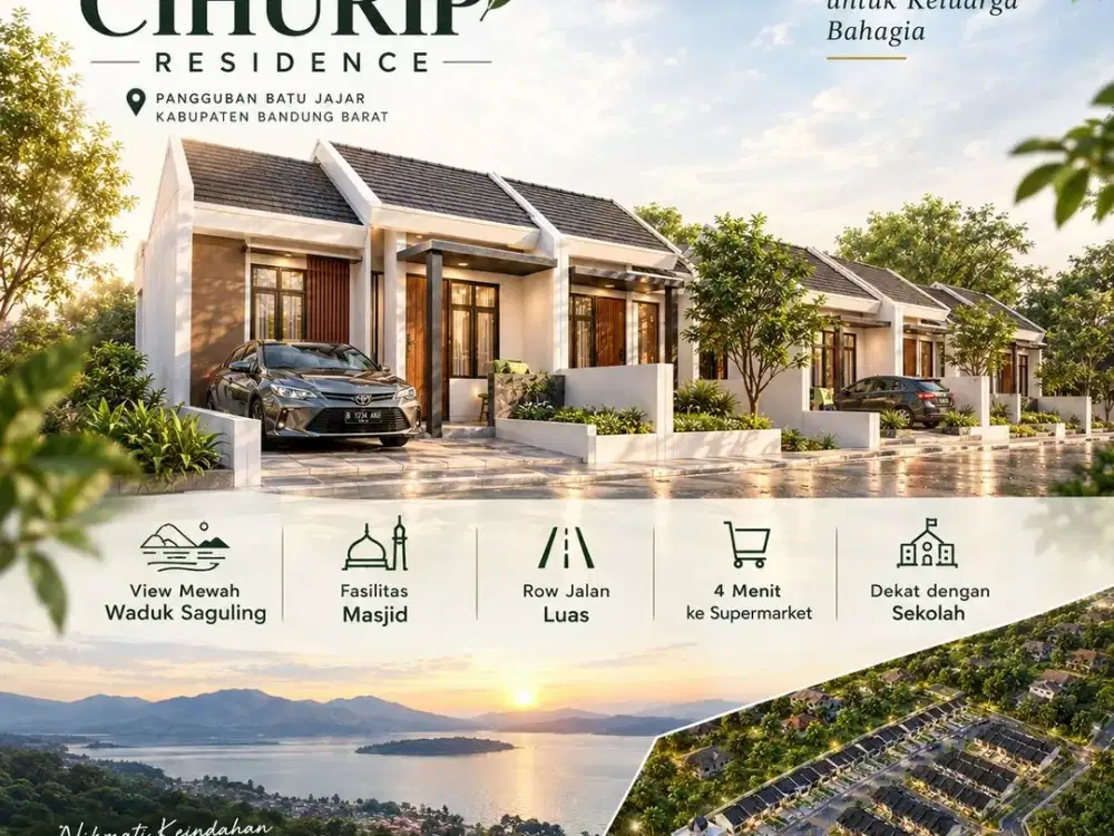 RUMAH MODERN  – CLUSTER CIHURIP RESIDENCE 32 UNIT TERBATAS, VIEW  WADUK SAGULING