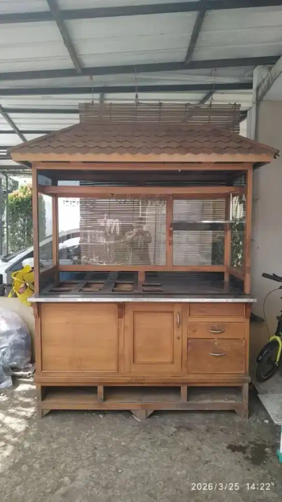 Jual roda gerobak/etalase kayu jati