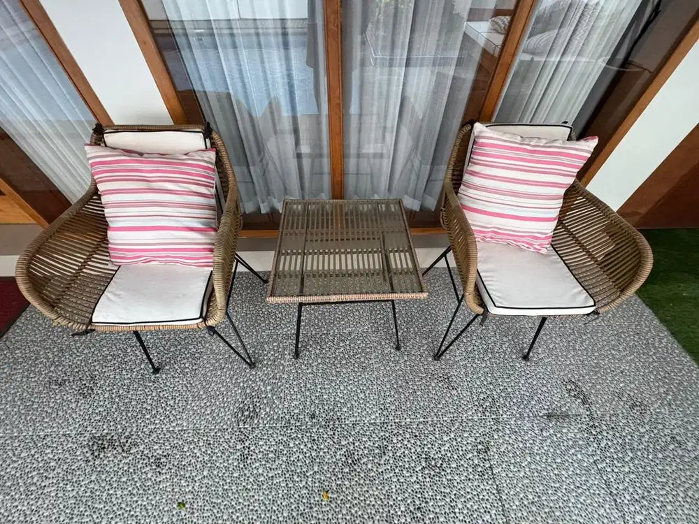 kursi rotan sintetis model lounge chair / armchair outdoor