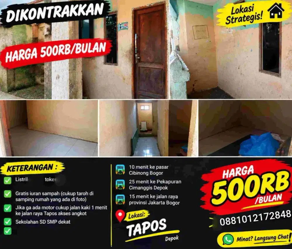 Disewakan Kontrakan di cimpaeun Tapos Depok