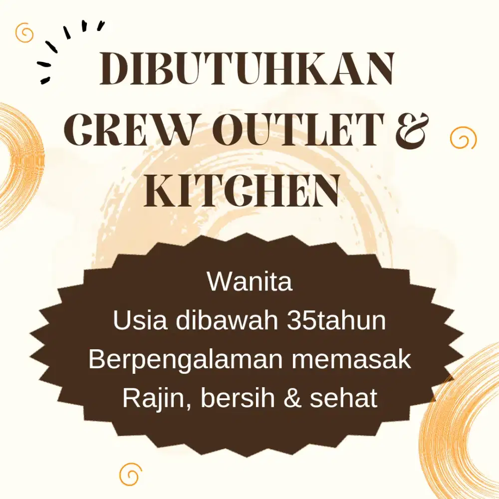 DIBUTUHKAN PEGAWAI WANITA UTK PEKERJAAN DAPUR/MASAK, JUALAN ONLINEFOOD