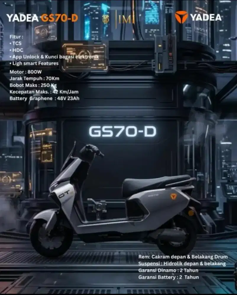 New Yadea GS70-D Baterai Graphene