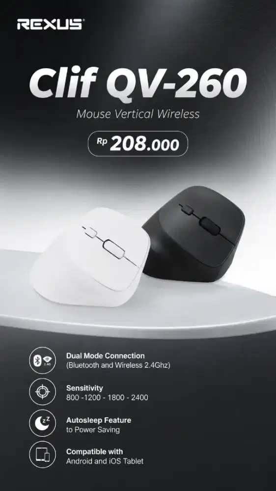 Mouse vertikal wireless rexus Clif Qv-260