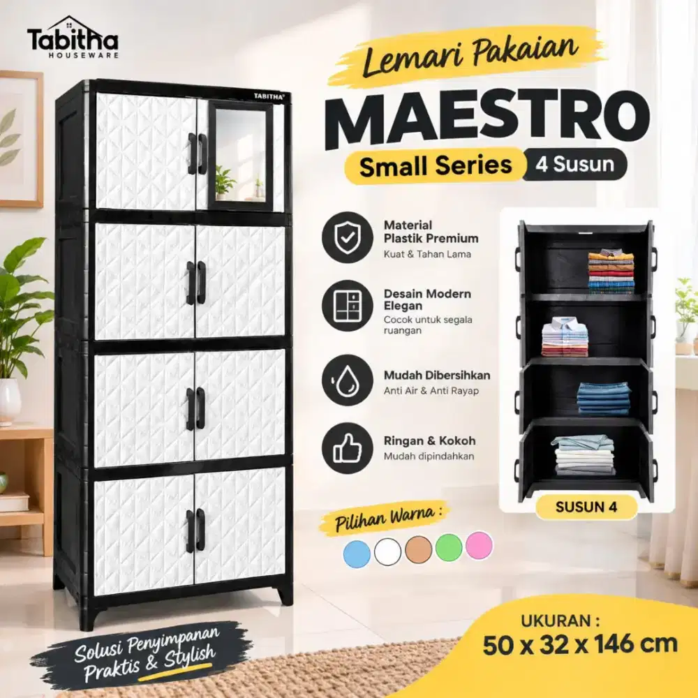 Lemari Pakaian + Cermin Maestro 4 Susun