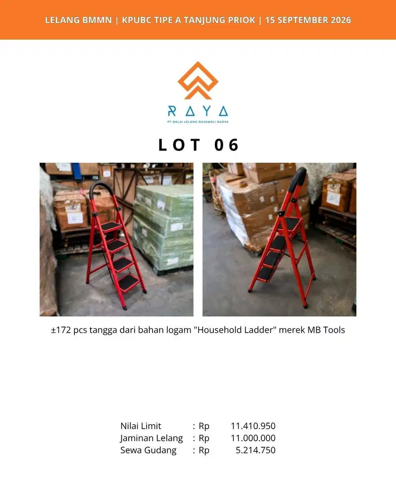 TANGGA LIPAT BAHAN LOGAM HOUSEHOOD LADDER MERK MB TOOLS