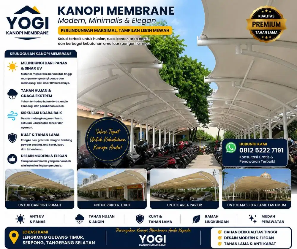 Kanopi Membrane Custom Per Meter Untuk Parkiran
