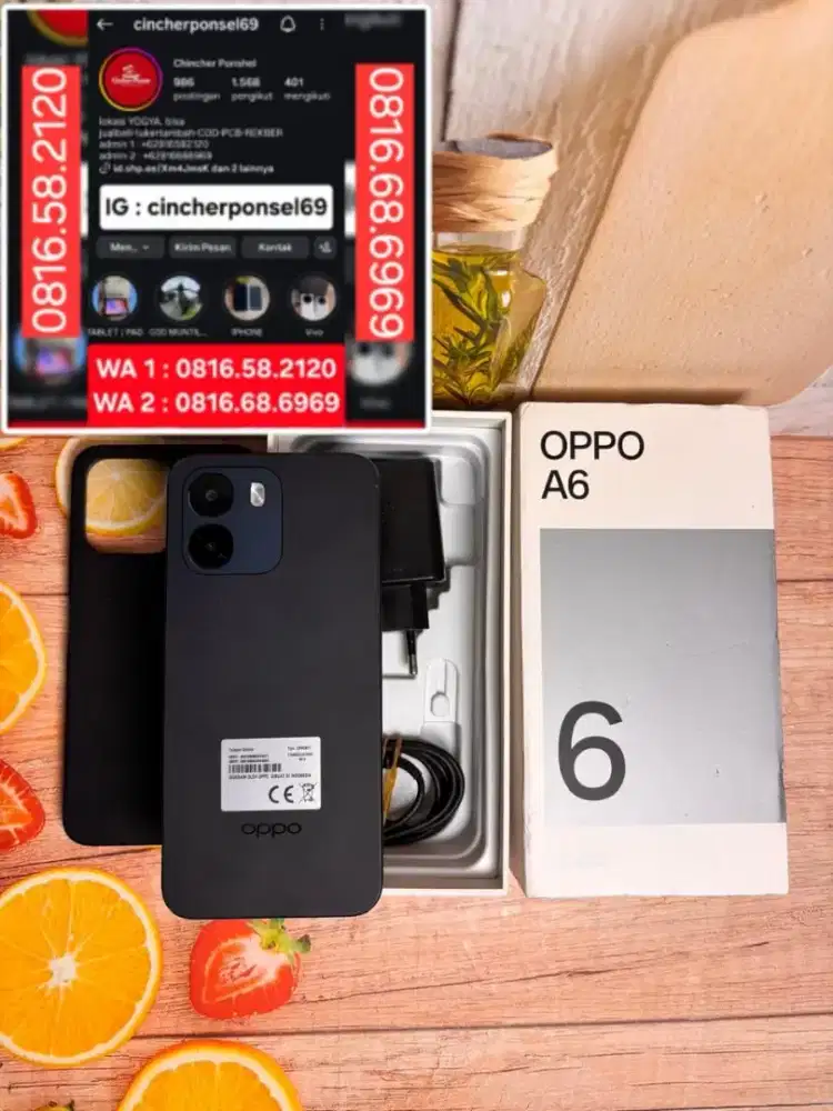 Jual hp likenew oppo A6 6/126 istimewa grns mei 2027