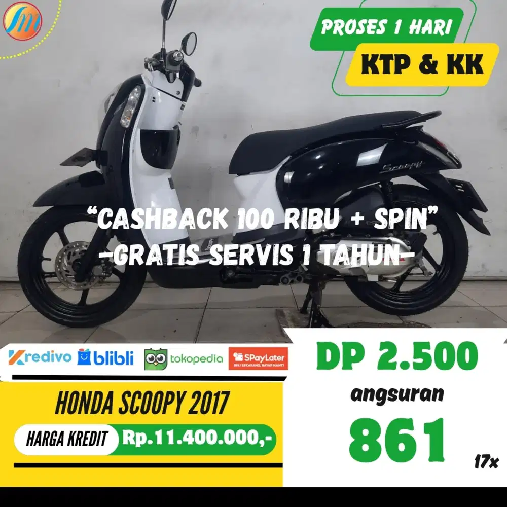 HONDA SCOOPY 2017 JUAL CEPAT SURAT LENGKAP PAJAK ON BERGARANSI