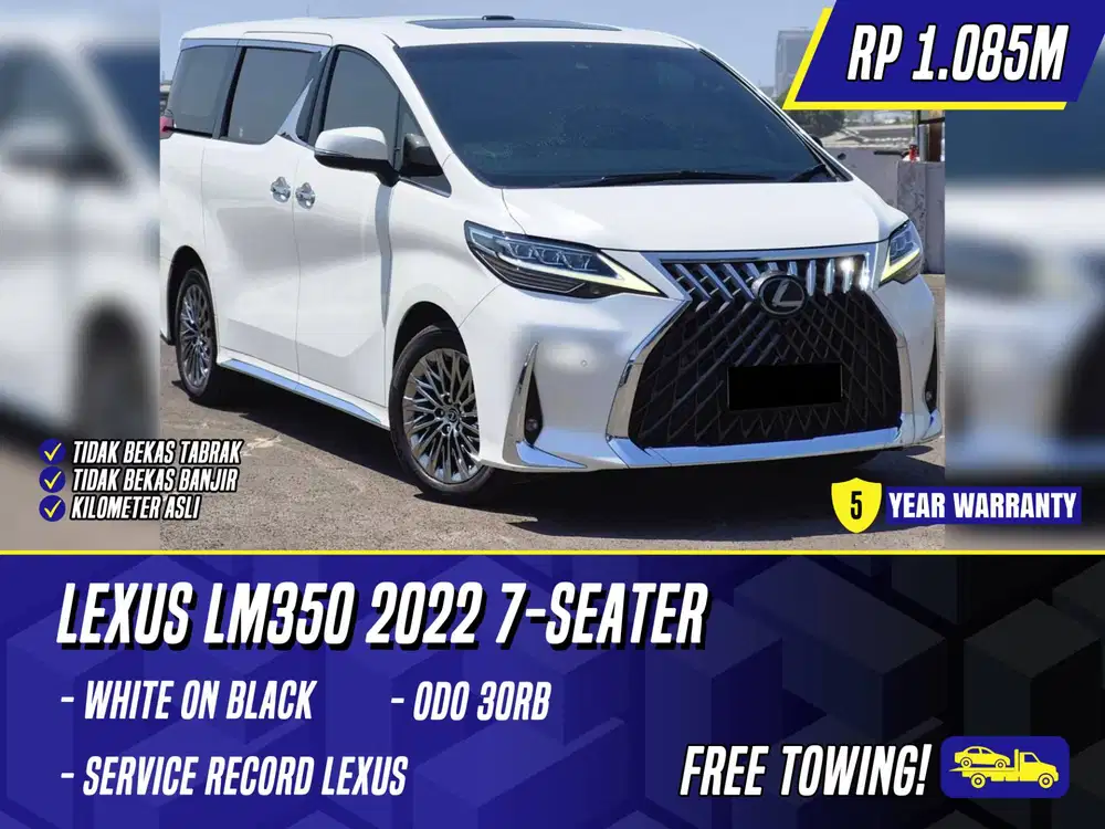 Lexus LM350 2022 7 Seater White on Black Putih LM 350