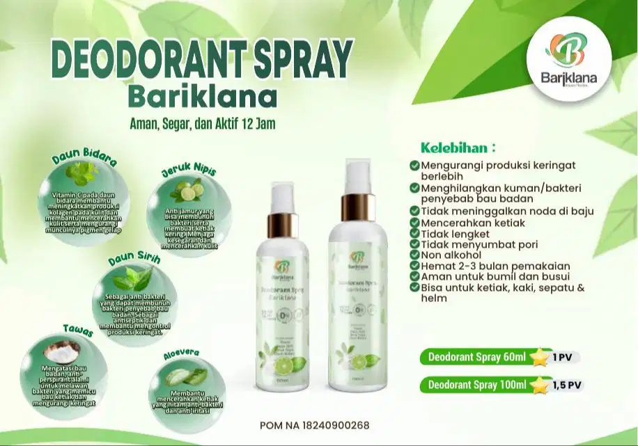 DEODORANT SPRAY, DEO SPRAY BERBAHAN ALAMI , PRAKTIS DAN AMAN