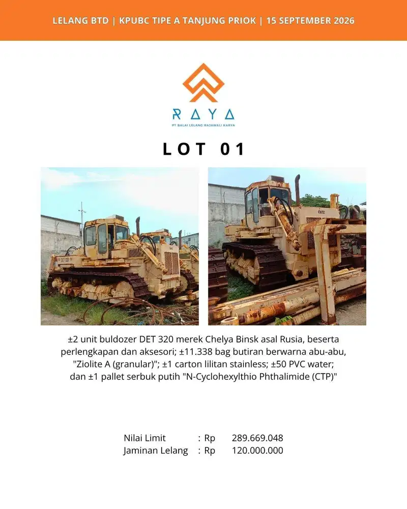 BULDOZER MODEL DET 320 MERK CHELYA BINSK, ZEOLITE A GRANULAR, PVC DLL