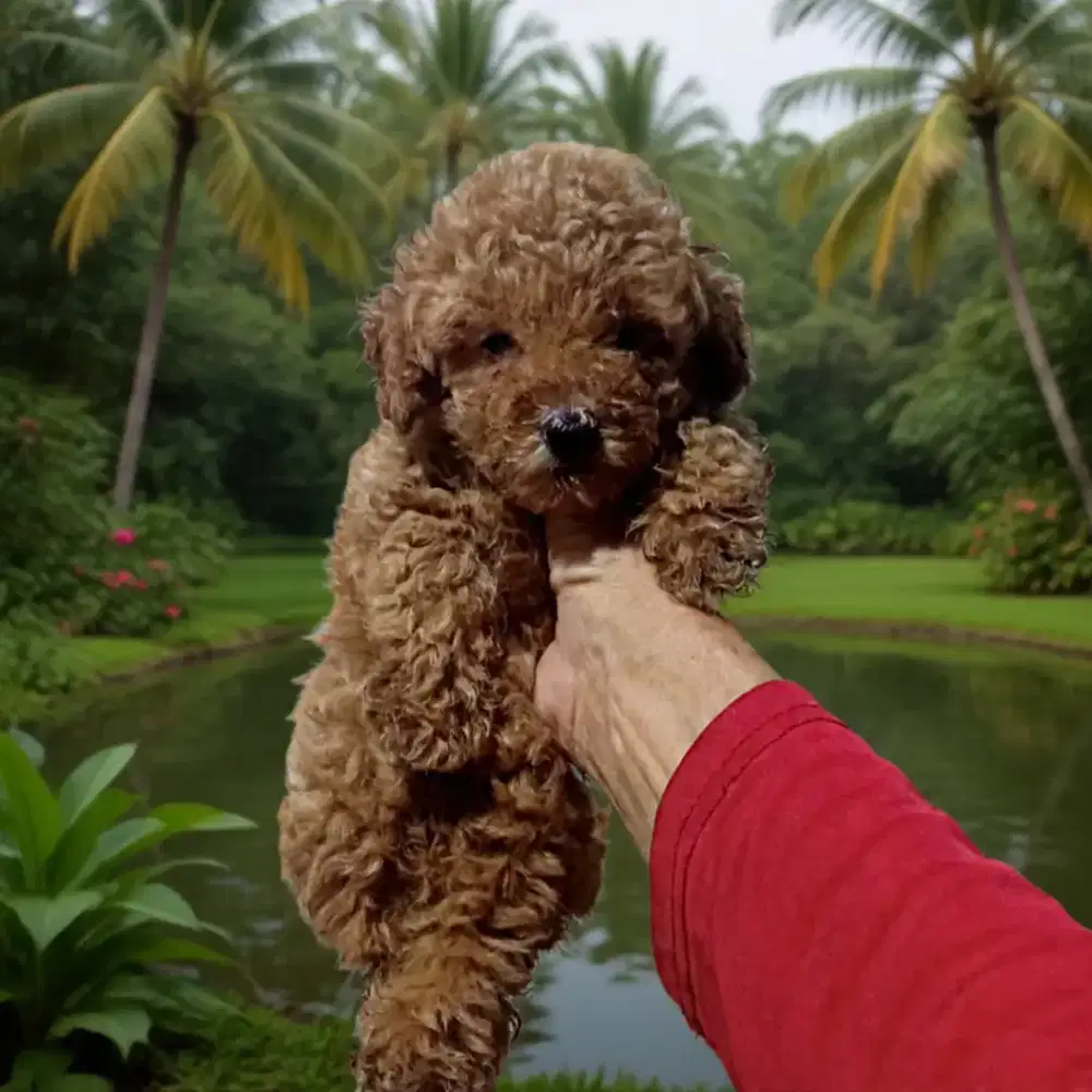 Red tiny poodle jantan