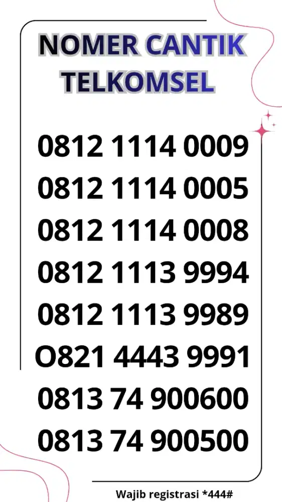 NOMER CANTIK TELKOMSEL , DOUBLE TRIPLE