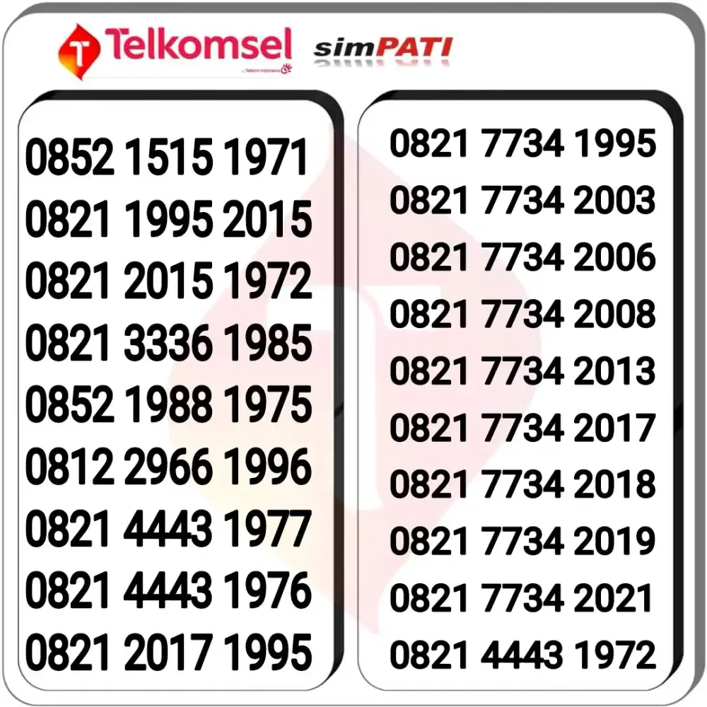 NOMER CANTIK TELKOMSEL , spesial TAHUN KELAHIRAN