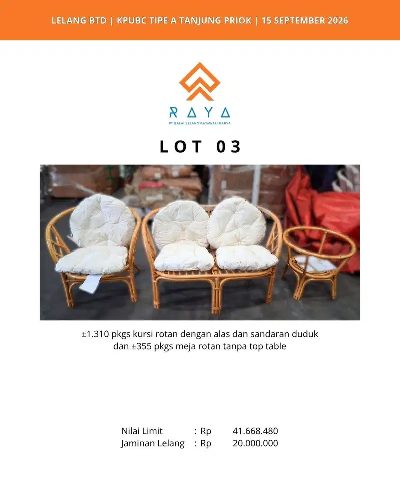 KURSI ROTAN DENGAN ALAS DAN SANDARAN DAN MEJA ROTAN TANPA TOP TABLE