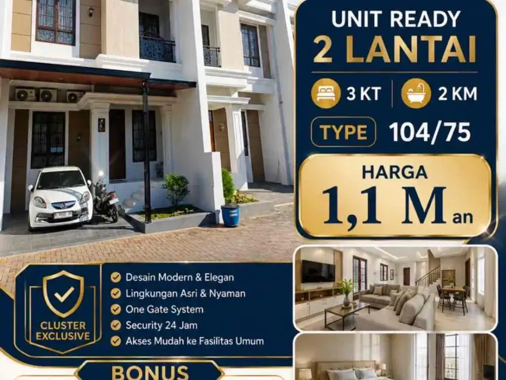 Rumah Ready siap Huni cluster di banyumanik 2 lantai SHM