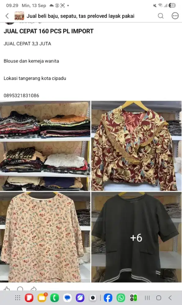 Dijual cepat 160 pcs baju pl import wanita kemeja dan blouse