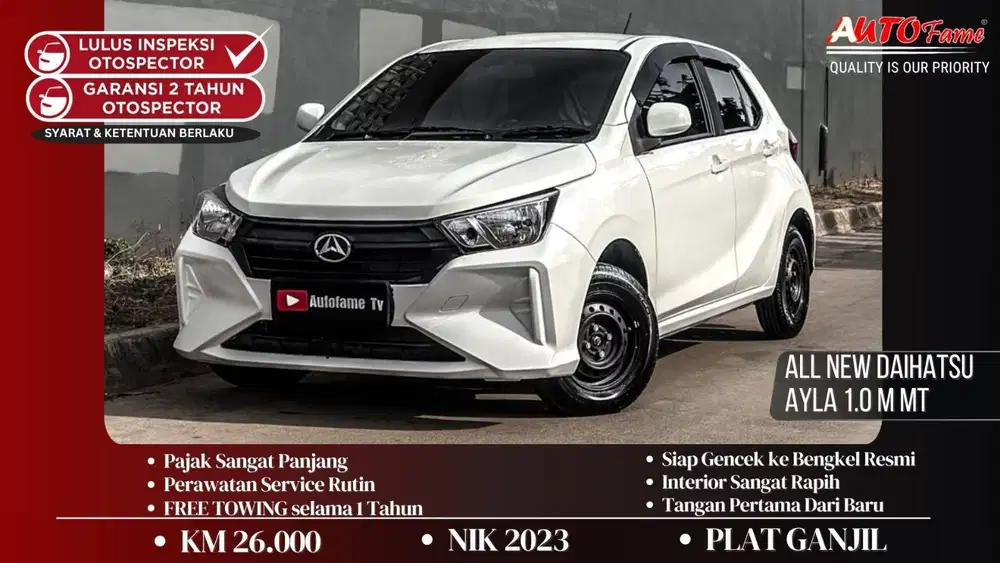 KM26RB Daihatsu Ayla 1.0 M MT White On Black NIK 2023 Tgn 1 Dr Br