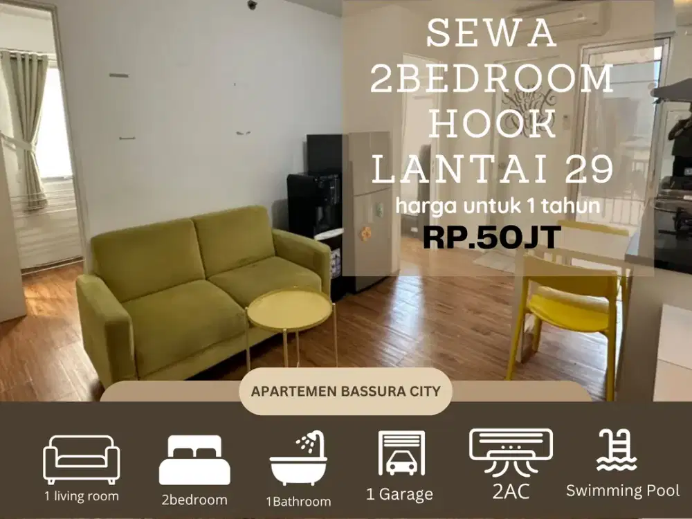 sewa 2kamar besar atas mall full furnish apartemen bassura city
