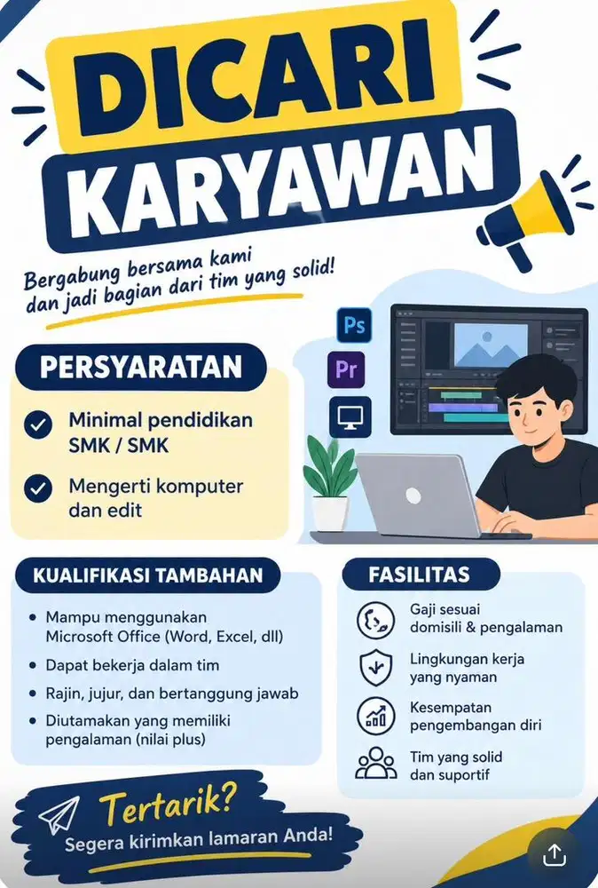 DICARI KARYAWAN WANITA MINIMAL LULUS SMK/SMA