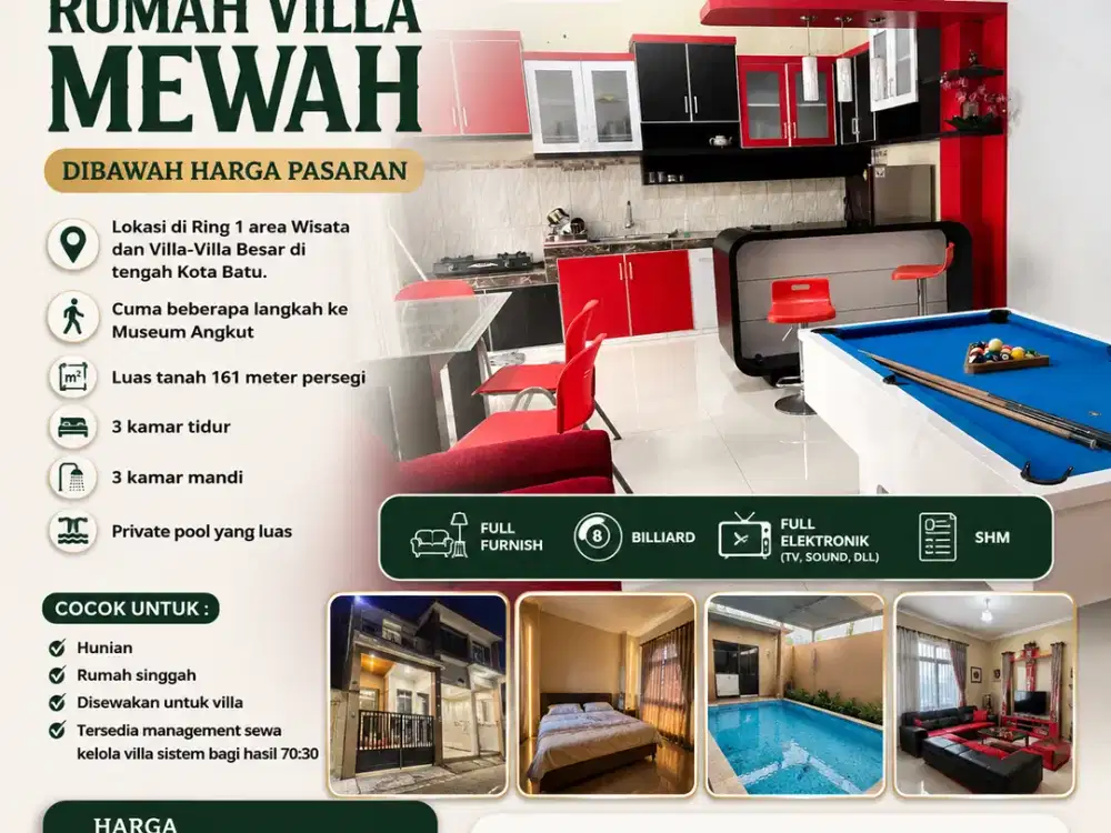 rumah villa dekat museum angkut kota batu