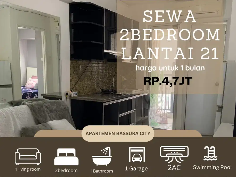 sewa 2kamar full furnis samping mall apartemen bassura city
