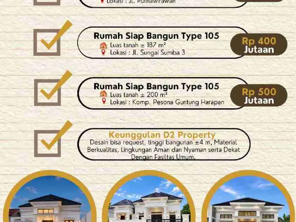 3 LOKASI RUMAH MEWAH SIAP BANGUN DI BANJARBARU KALSEL