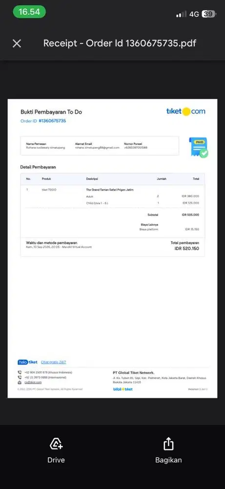 Voucher masuk ke taman safari