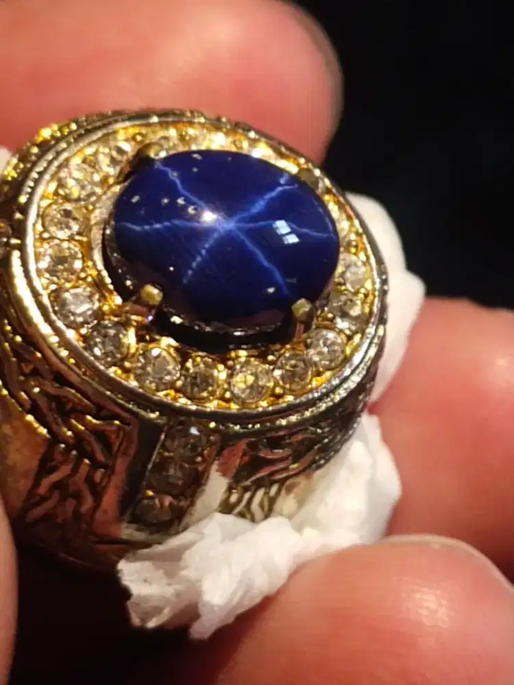 jual batu blue safir star ukuran kantoran, ring 8, BU cepat
