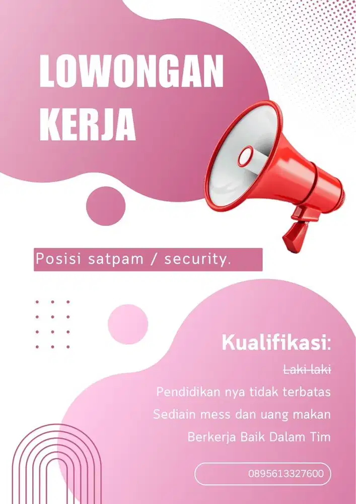 Membutuh kan satpam 3 orng