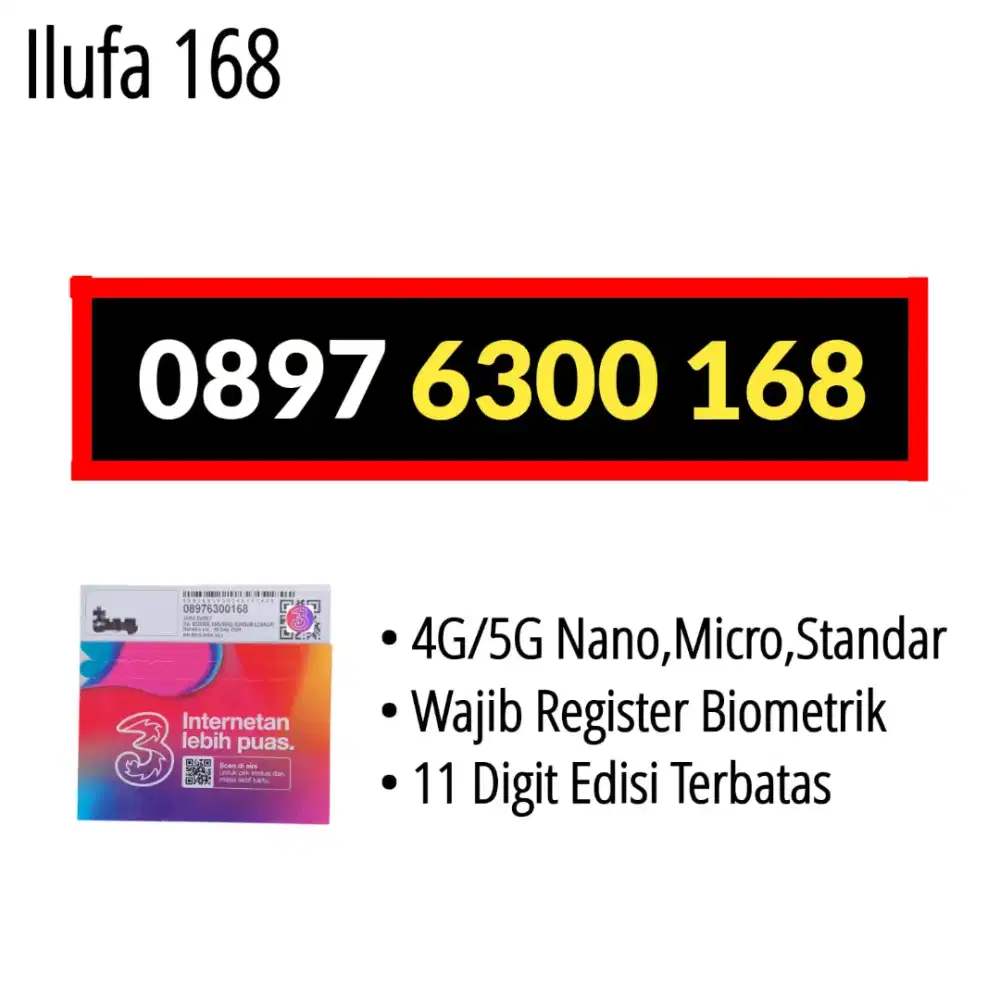 Nomor Cantik Tri 11 Digit Ilufa 168 Rapi Simpel