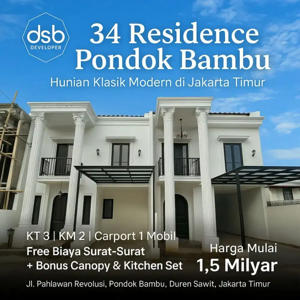 RUMAH READY DI PONDOK BAMBU JAKARTA TIMUR